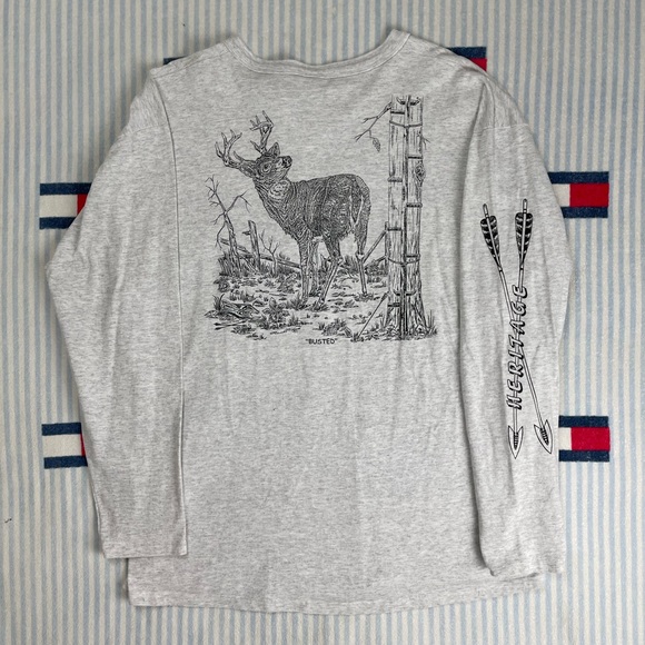 Vintage Deer Buck Hunting Heritage Long Sleeve Henley shirt - Picture 1 of 11